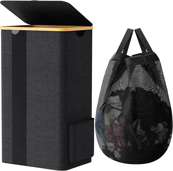 Cesta de lavander&iacute;a plegable de gran capacidad con dise&ntilde;o de bamb&uacute; de tela Oxford para el ba&ntilde;o Cesta de lavander&iacute;a 