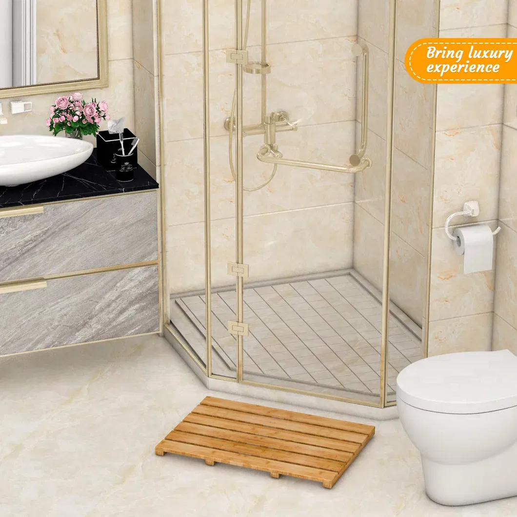 Alfombra de ba&ntilde;o de bamb&uacute; resistente, alfombra de ba&ntilde;o 