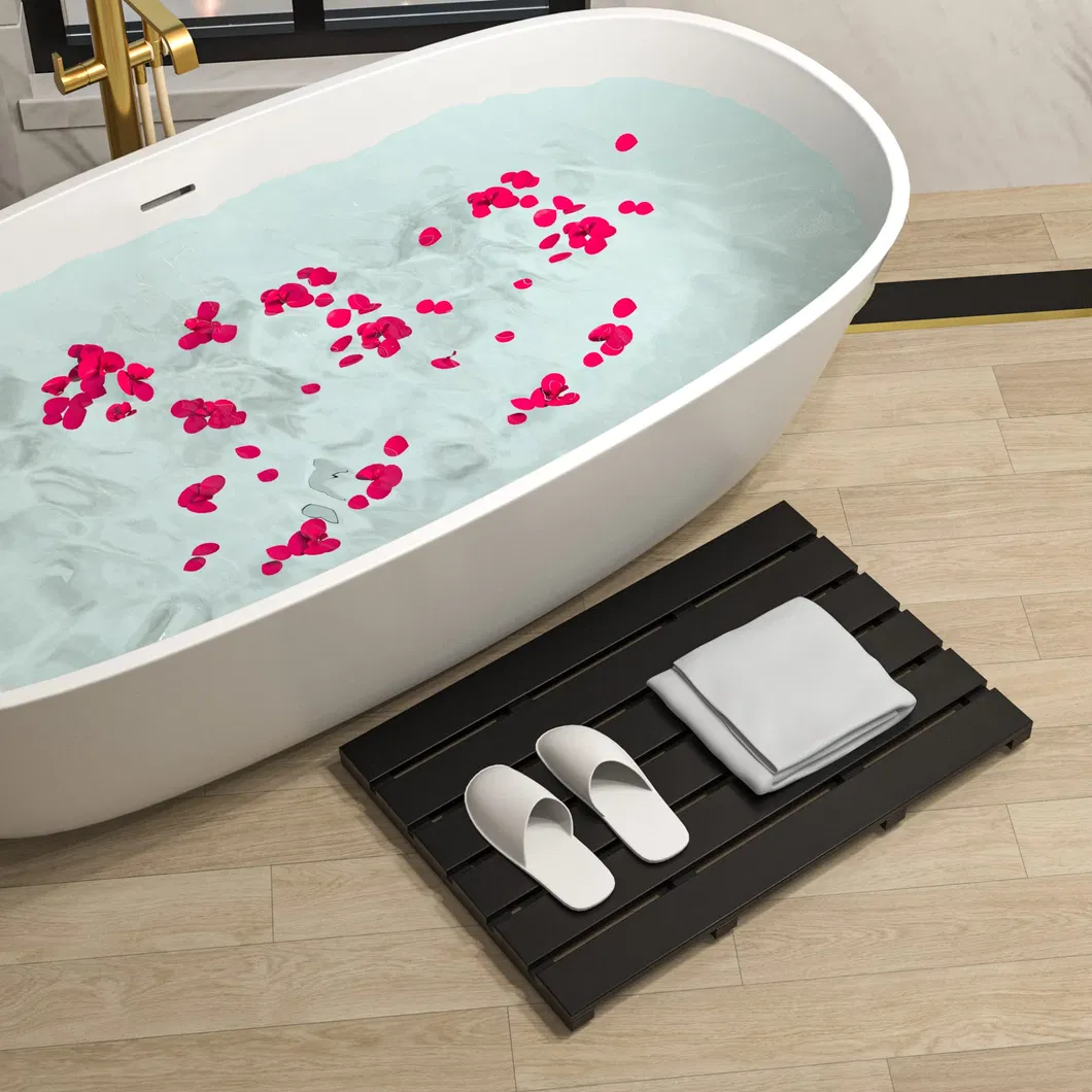 Alfombra de ducha de bambú antideslizante, alfombra de baño para relajación SPA