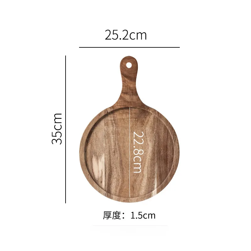 y embutidos de madera de acacia redonda personalizada funcional con asa Bulkbuy Bandeja para servir 