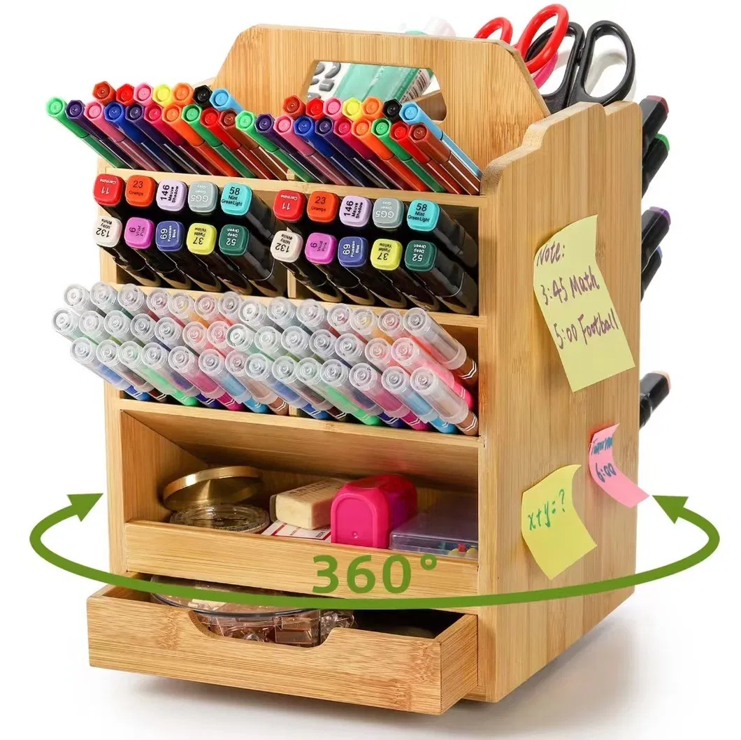 de 360&deg;, estante organizador de cosm&eacute;ticos Organizador de bol&iacute;grafos de bamb&uacute; con 15 compartimentos y 