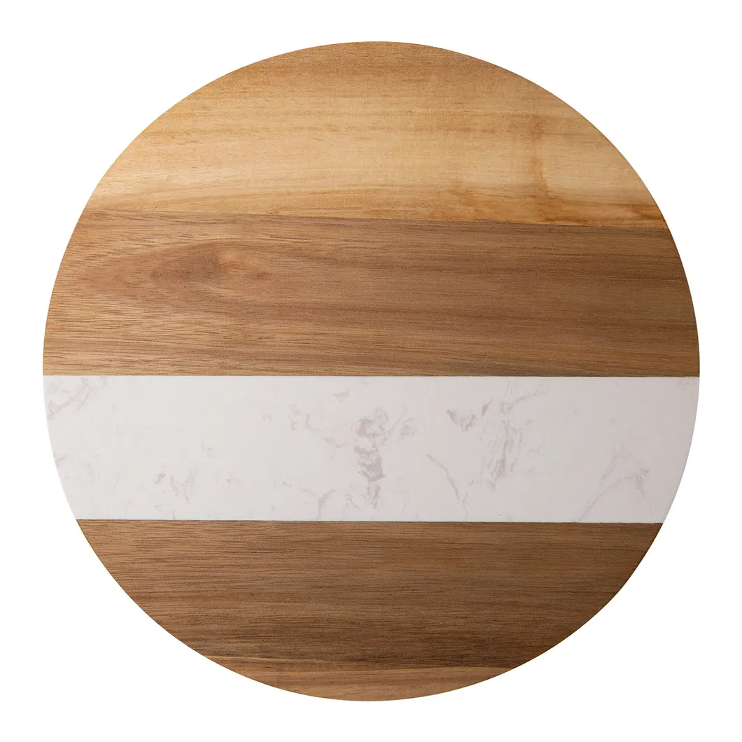 10 pulgadas Tabla para servir y cortar charcuter&iacute;a redonda de madera y m&aacute;rmol de 