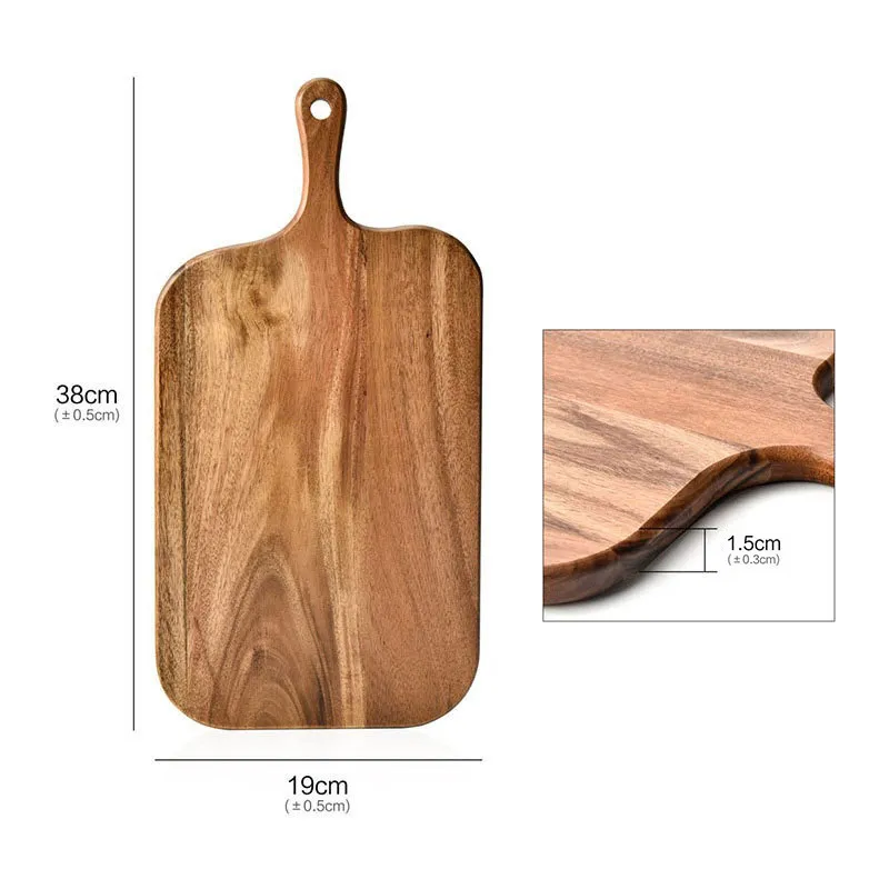 Fuente larga de madera de acacia orgánica para quesos
