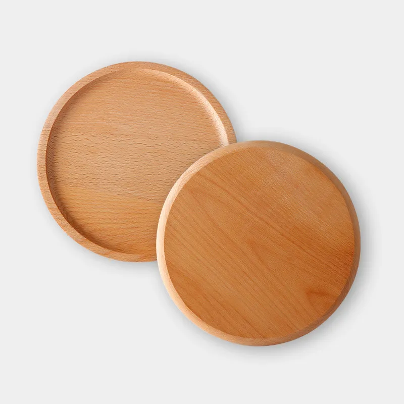 de platos de postre y cena de madera de haya redondos decorativos 