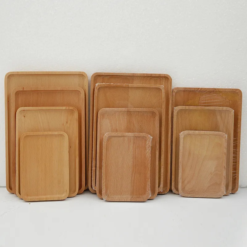 Plato para servir de madera de haya rectangular de estilo japonés, plato para aperitivos