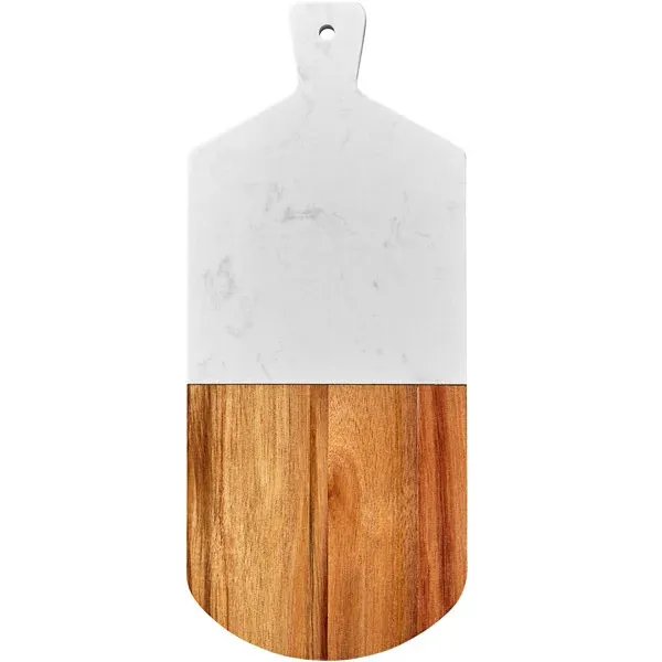 Tabla de quesos de madera de acacia y m&aacute;rmol negro Tabla de embutidos para cocina 