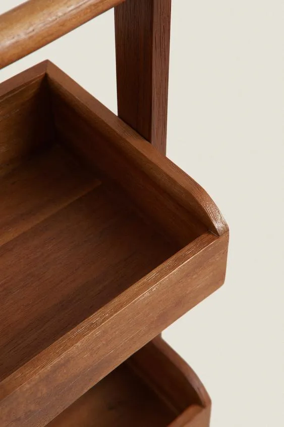 Vers&aacute;til estante de almacenamiento de madera de acacia de 4 niveles para ba&ntilde;o y sala de estar 