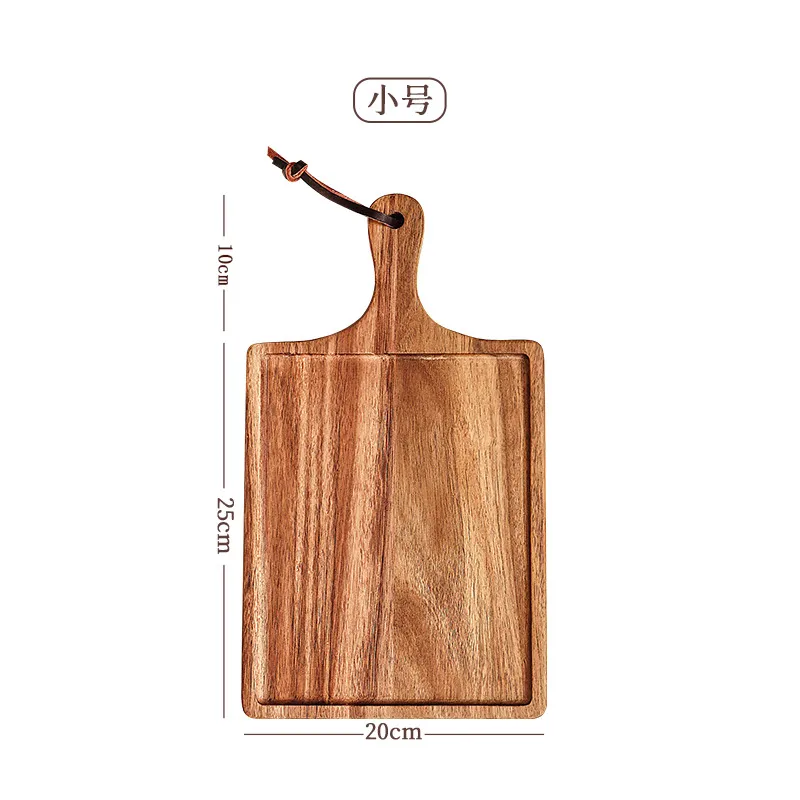 Tabla para servir/bandeja reversible de acacia con canales para jugo y recortes para asas 