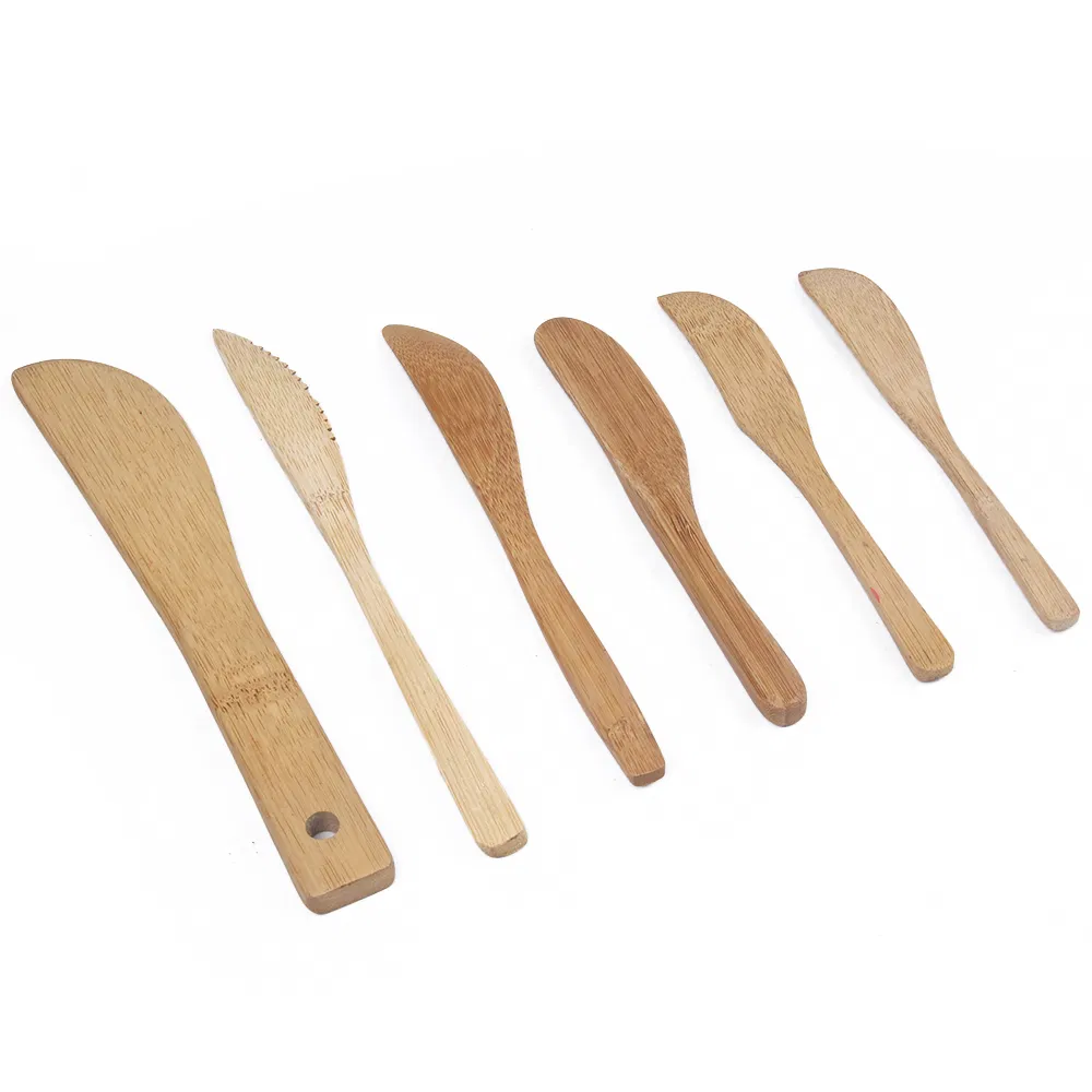 Fabricaci&oacute;n de cuchillo de mantequilla de bamb&uacute; de dise&ntilde;o personalizado, cuchillo para acampar, cuchillo para beb&eacute; para cocina 