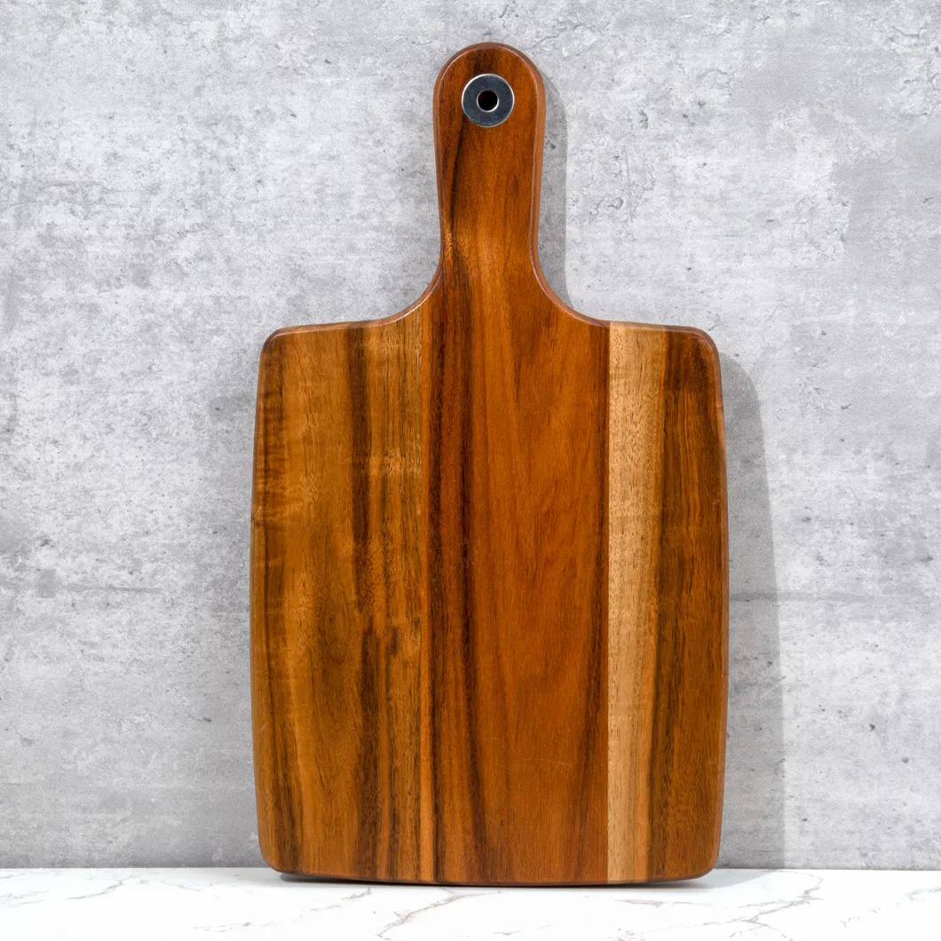 Fabricante profesional de tabla de cortar para servir de madera de acacia con mango