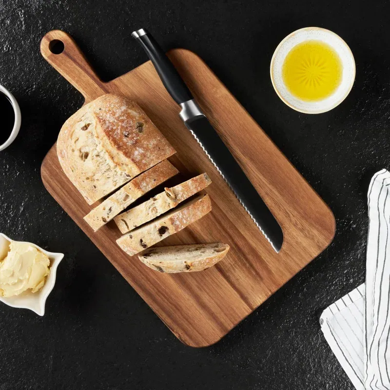 Tabla de cortar grande de madera de bamb&uacute; con mango 