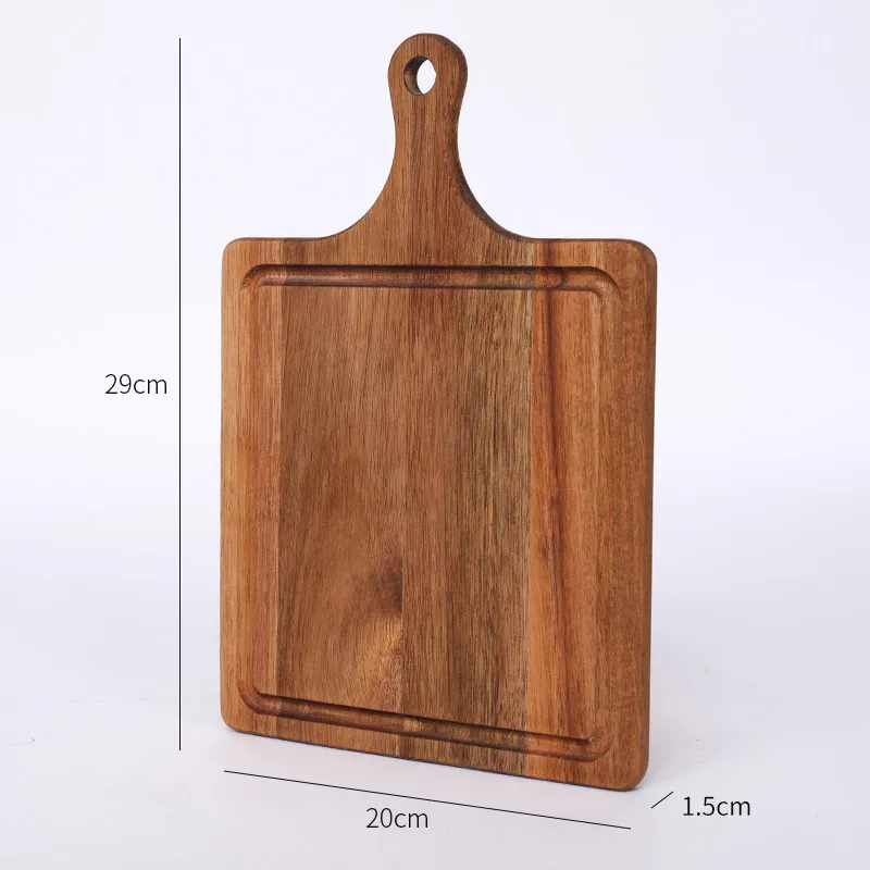 Tabla de cortar de madera ecol&oacute;gica con ranura y mango para jugo 