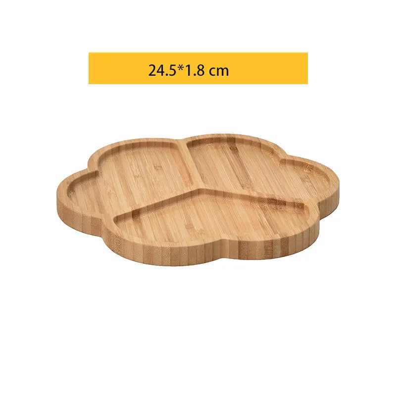 3 platos llanos de bamb&uacute; divididos para cocina 