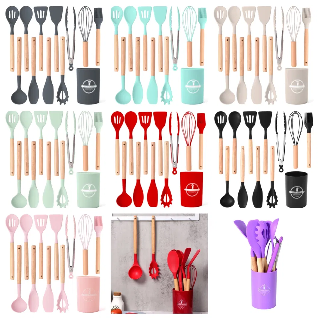 Juego de 12 piezas de accesorios de cocina de silicona, herramientas de cocina,