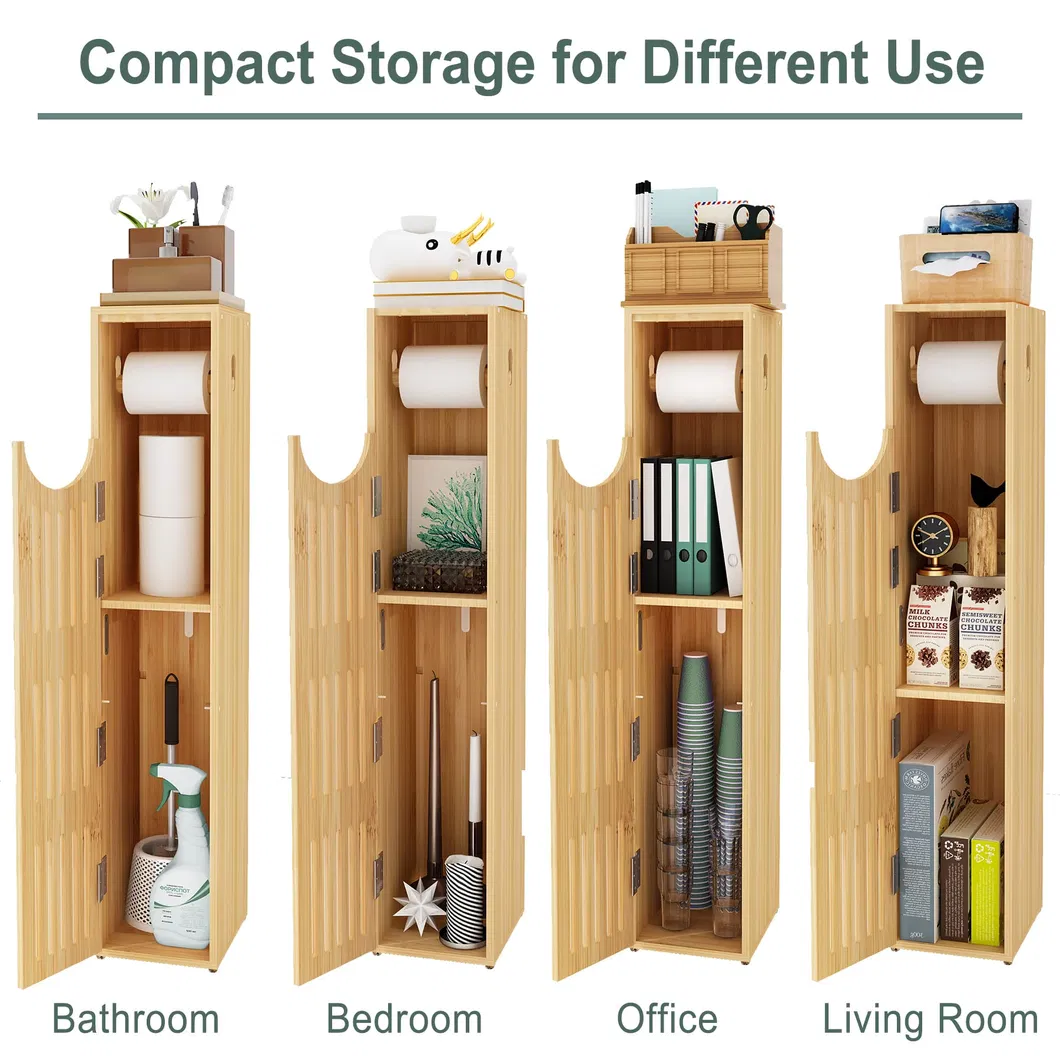 Estante de papel higi&eacute;nico de bamb&uacute;, organizador de ba&ntilde;o, soporte para papel higi&eacute;nico 