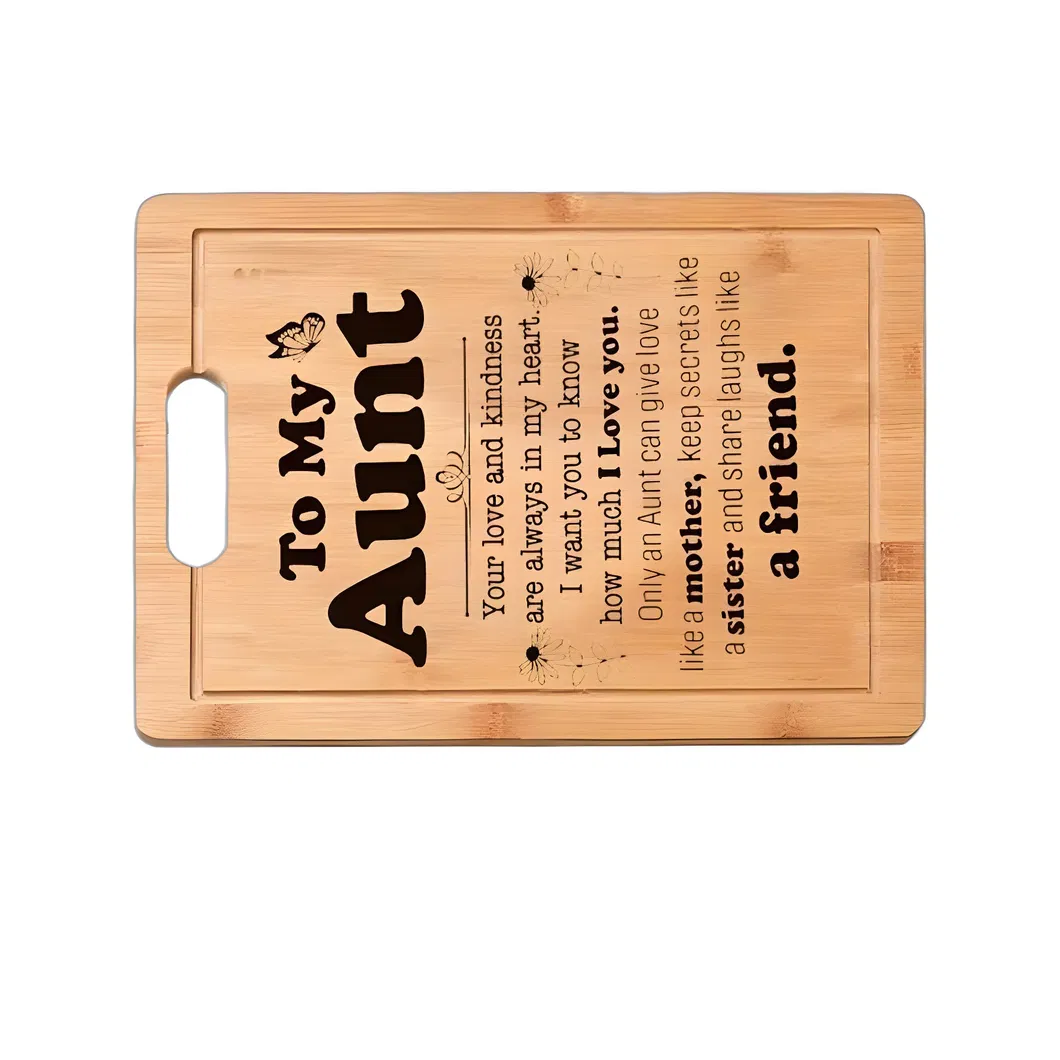 Tabla de cortar de bamb&uacute; personalizada con marca natural premium y acabado en aceite
