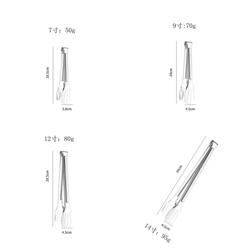 multifuncionales para barbacoa de acero inoxidable, pinzas de cocina con clip para alimentos fritos, pinzas
