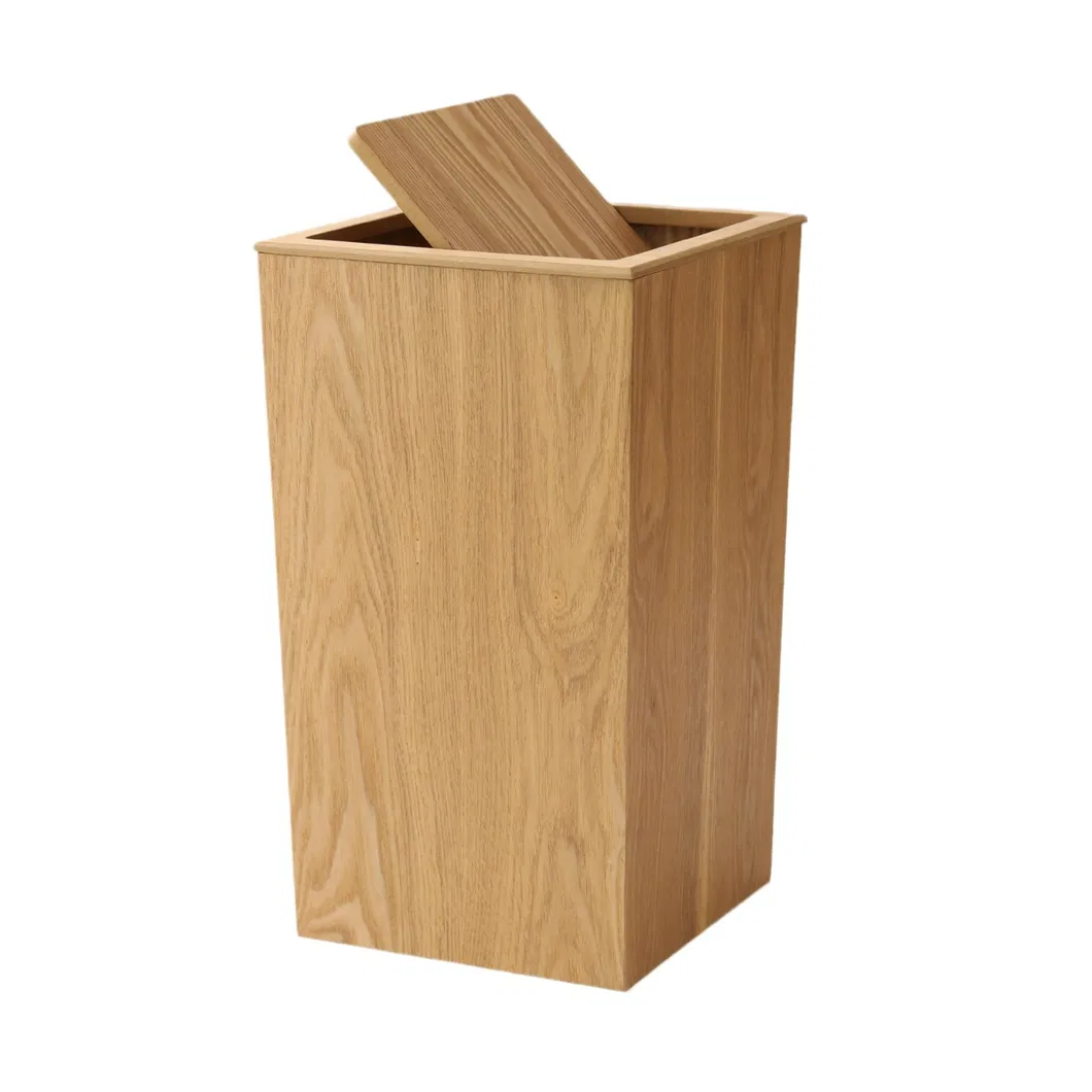 Cesto de basura estilo vintage de madera de nogal para sal&oacute;n 