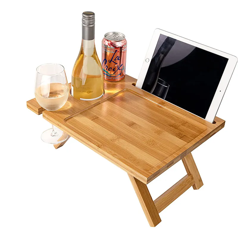 Mesa de vino port&aacute;til al aire libre de madera de bamb&uacute; para la 