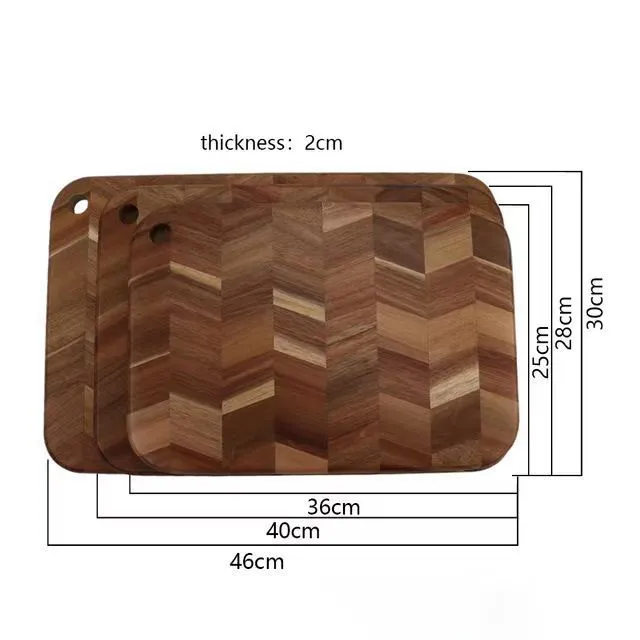 para cortar y servir de madera de acacia con diseño de espiga