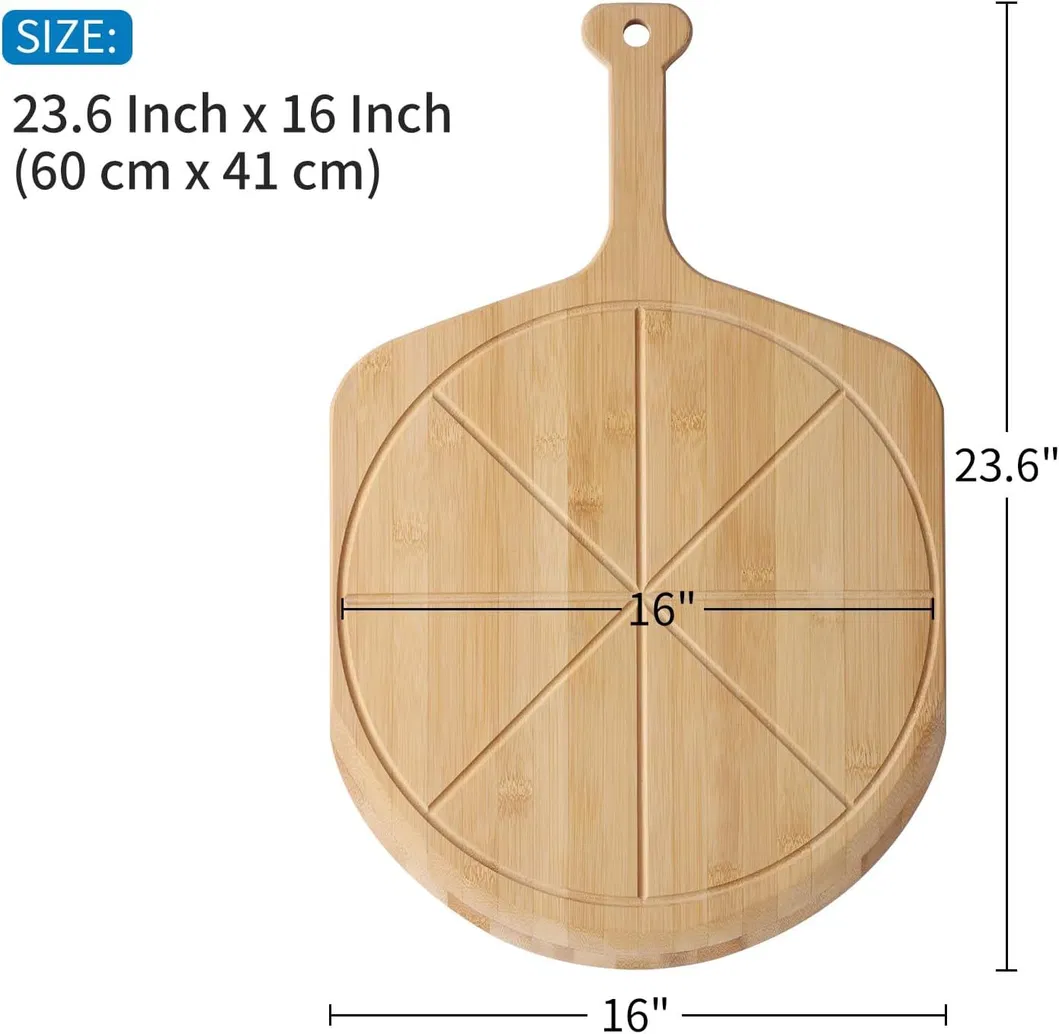 21X14 pulgadas Tabla de cortar de bamb&uacute; elegante ligera de la pizza de la bandeja de la pizza de la c&aacute;scara de la pizza de 21X14 pulgadas