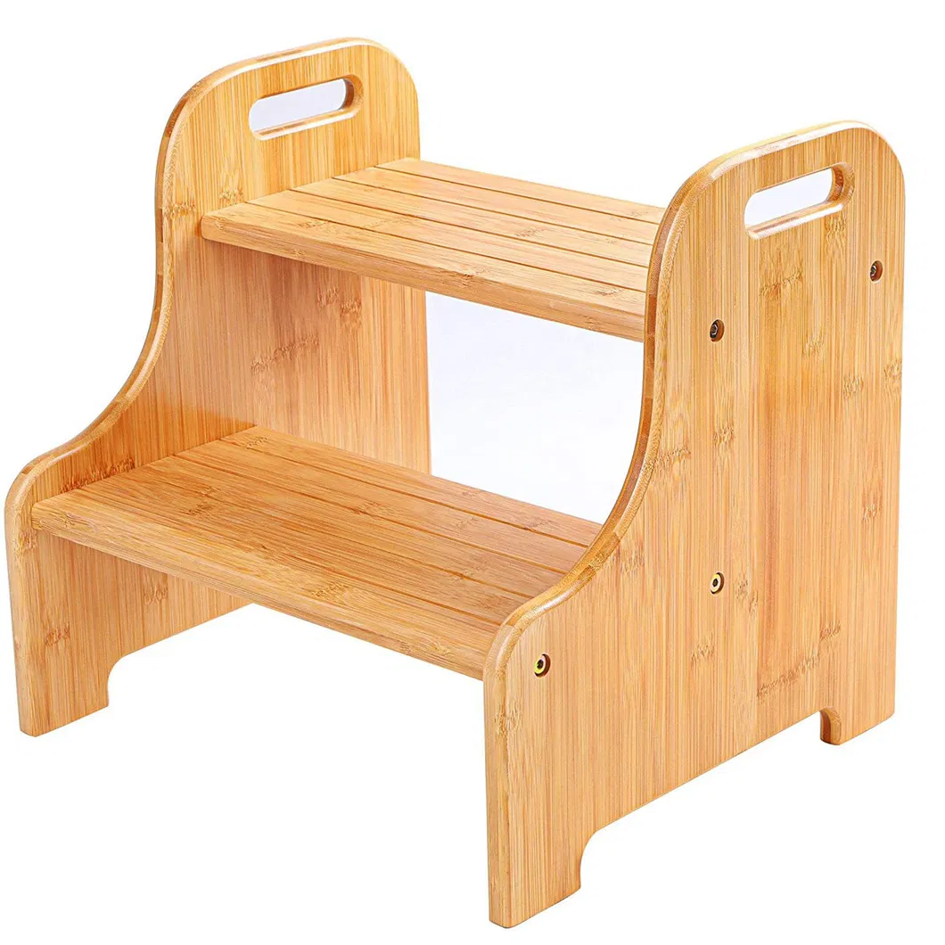 Reposapi&eacute;s infantil de bamb&uacute; para sal&oacute;n con tablero antideslizante de 2 capas. Taburete de Bamb&uacute;. 
