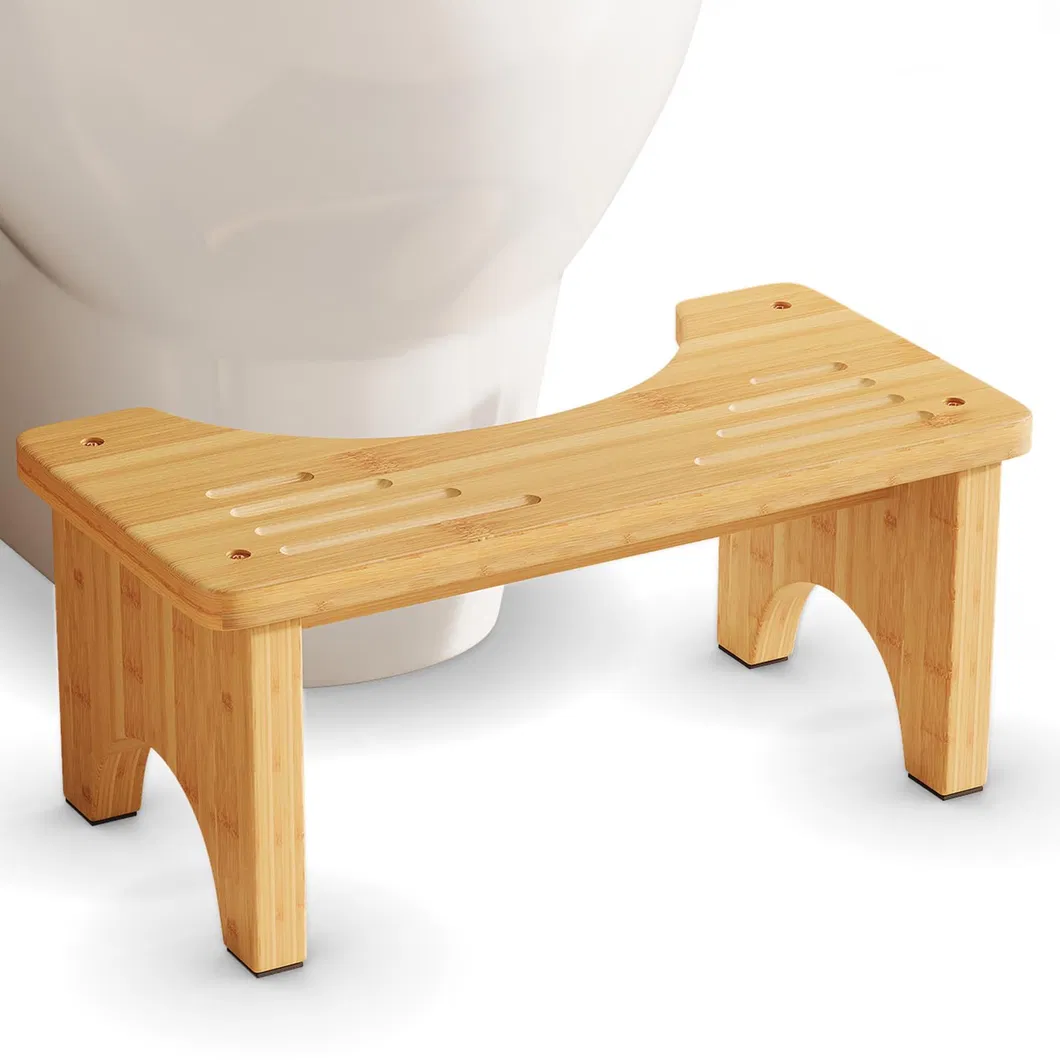 Taburete de inodoro de bamb&uacute; natural antideslizante para adultos y ni&ntilde;os 