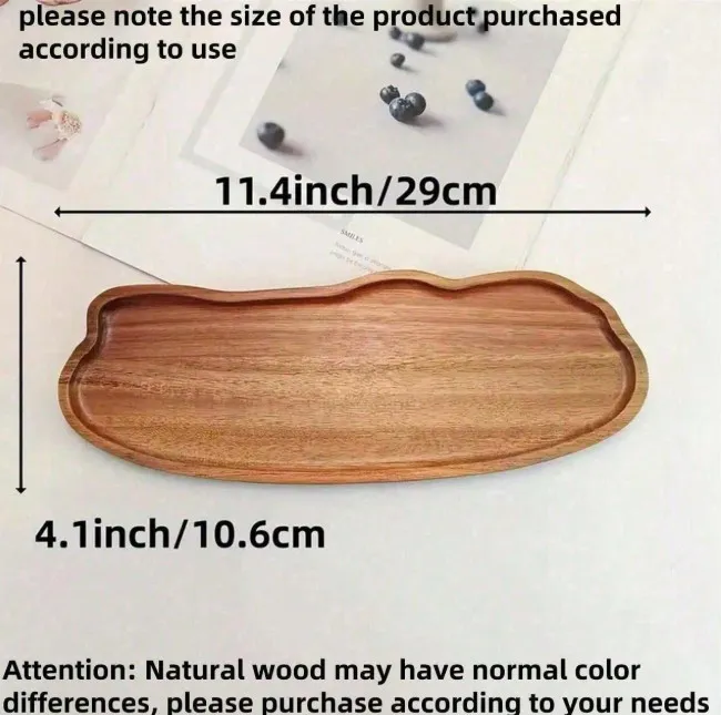Bandejas para servir de madera de acacia de 11,9 x 4,1 pulgadas para decoraci&oacute;n del hogar, comida y charcuter&iacute;a