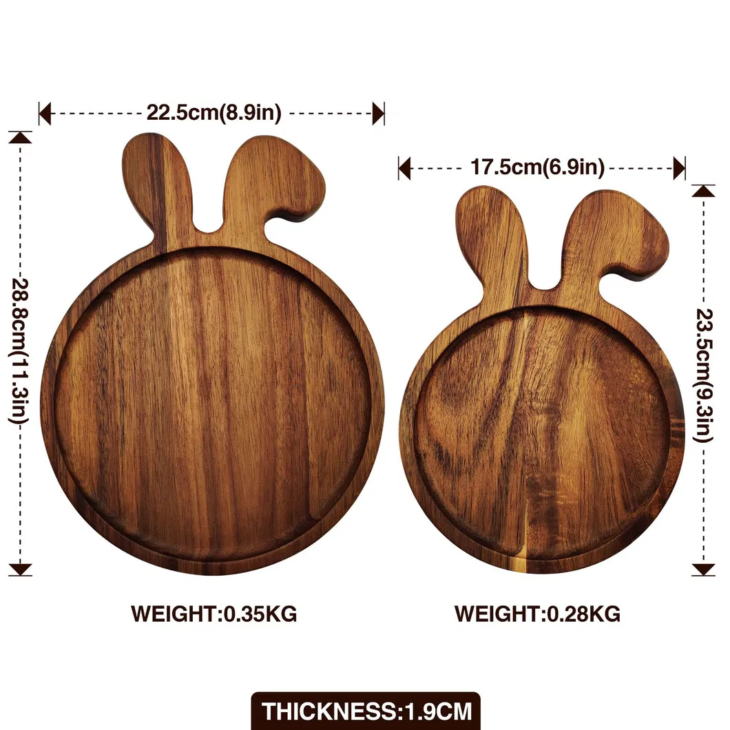 Bandejas/plato para servir de madera de acacia con forma de