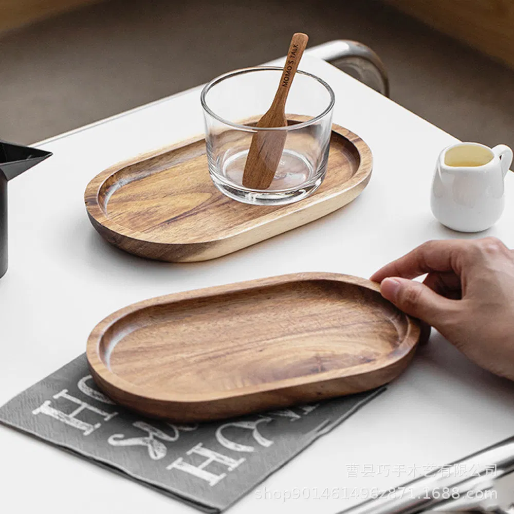 Plato de forma ovalada Bandeja de madera para servir fiestas para alimentos