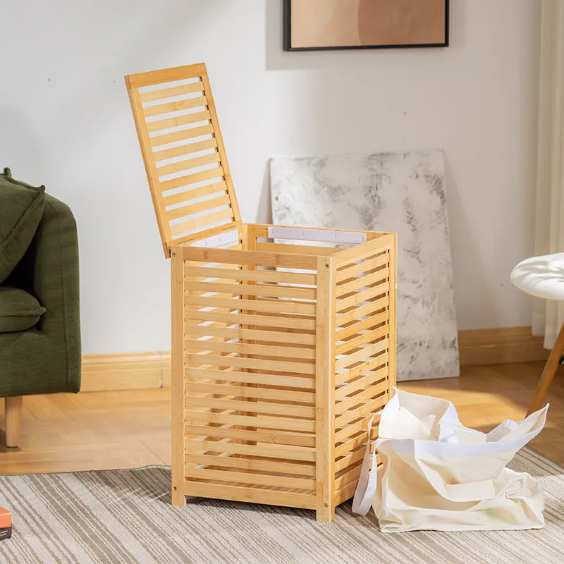 para el hogar, estante de almacenamiento para ropa sucia Cesta de almacenamiento de ropa sucia de tela de bamb&uacute; para el hogar, estante de almacenamiento para ropa sucia Cesta de 