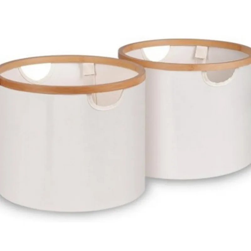 Cesta redonda de tela para la colada, cesta de ba&ntilde;o con c&iacute;rculo de bamb&uacute; para art&iacute;culos diversos/almacenamiento de juguetes 