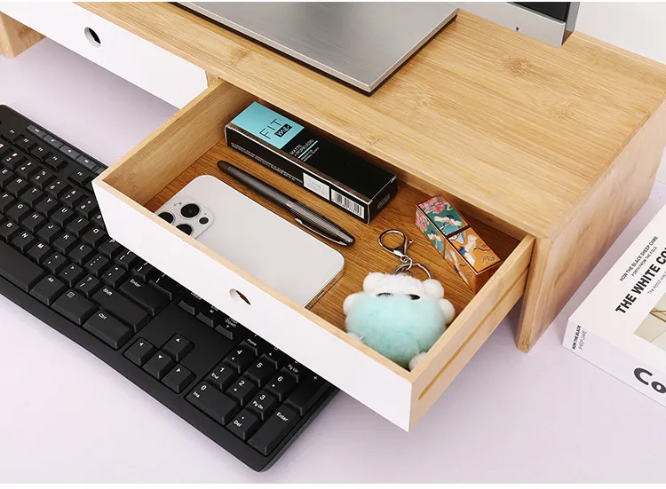 Soporte vertical de bamb&uacute; para monitor, soporte vertical para computadora port&aacute;til para apartamentos, oficina, uso 