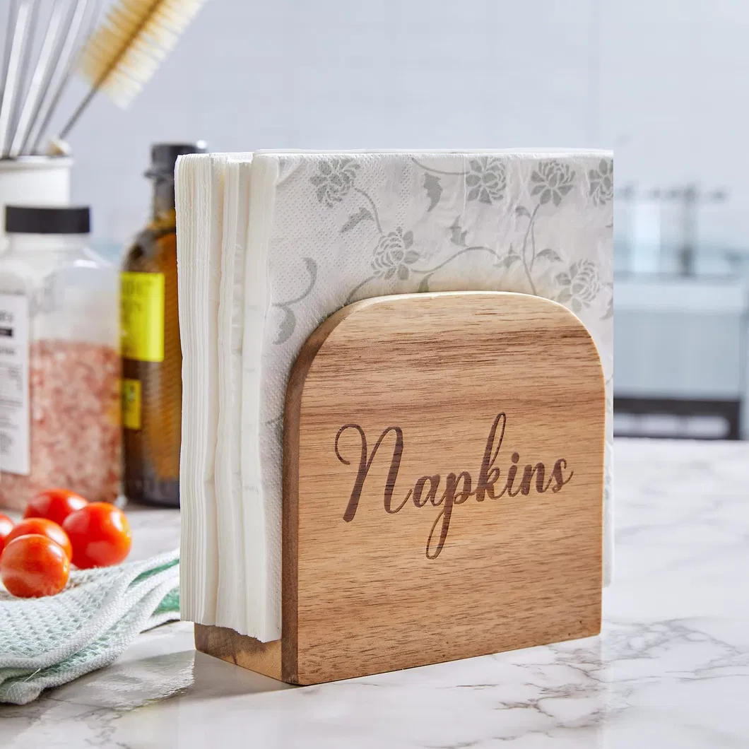 Servilletero de madera de acacia para mesa 