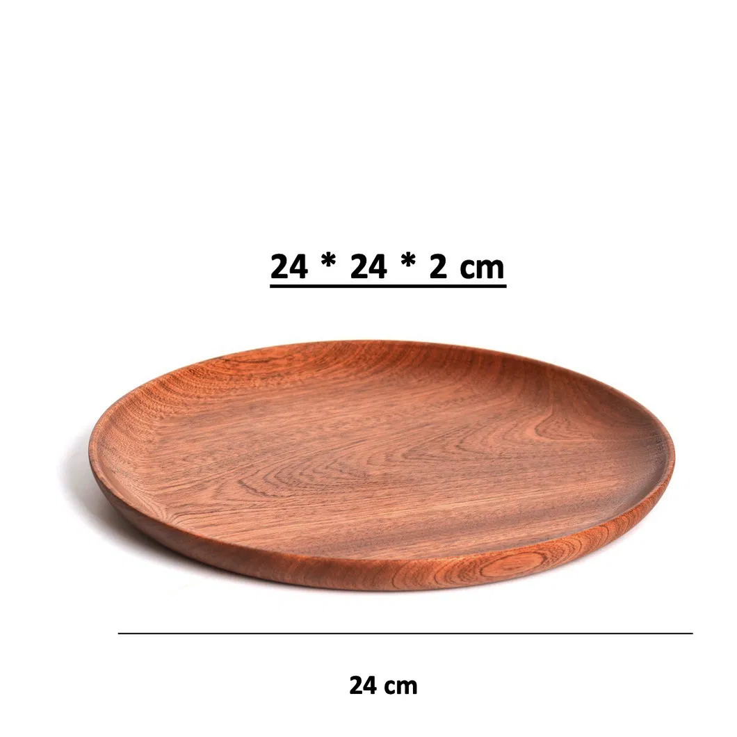 Juego de platos llanos redondos de madera para discos, frutos secos, postre, snack 