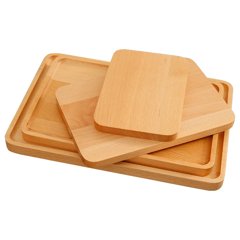 Plato para servir de madera de haya rectangular de estilo japonés, plato para aperitivos Plato