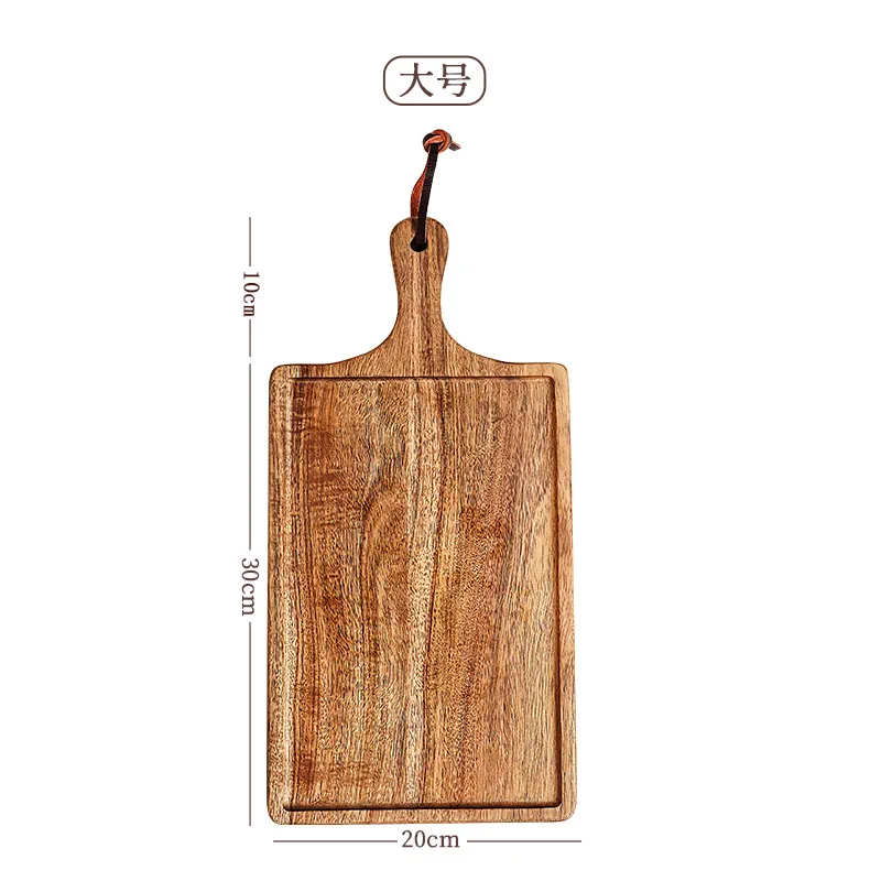 Tabla para servir/bandeja reversible de acacia con canales para jugo y recortes para asas 