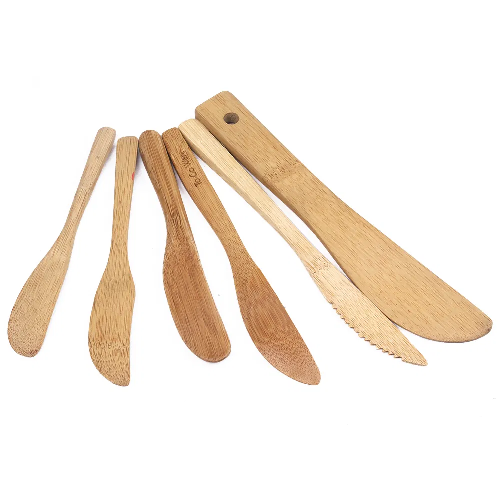 Fabricaci&oacute;n de cuchillo de mantequilla de bamb&uacute; de dise&ntilde;o personalizado, cuchillo para acampar, cuchillo para beb&eacute; para cocina 