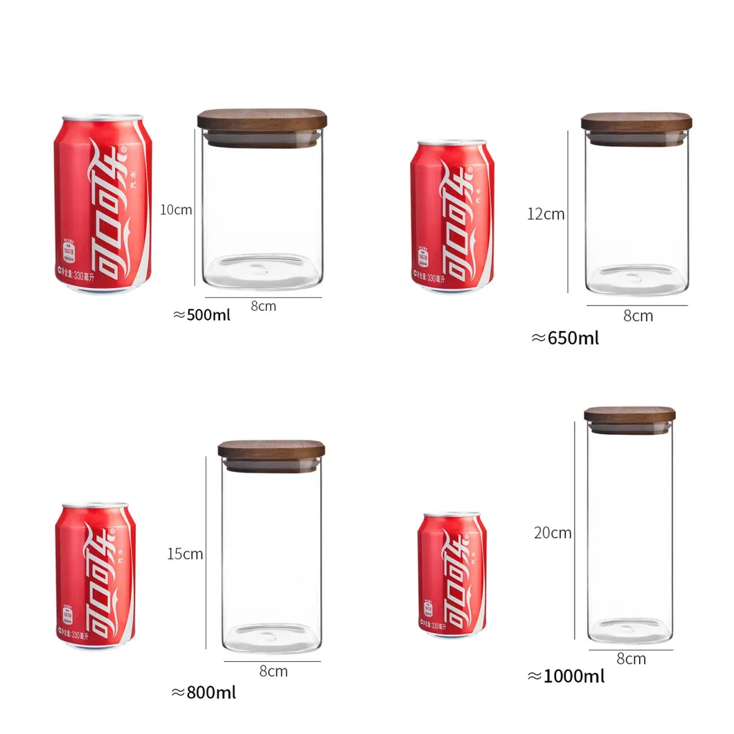 Tarro de despensa de bote de botella organizador de vidrio decorativo transparente con tapa de madera herm&eacute;tica Tarro 