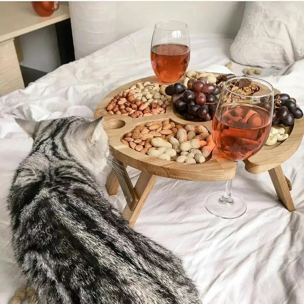 Mesa de camping port&aacute;til compacta de madera maciza, mesa de camping para vino con patas resistentes Mesa 