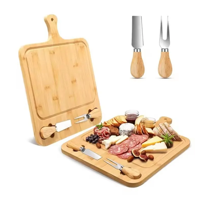 plato de embutidos Bandeja de bamb&uacute; para hornear queso, tabla para cortar mantequilla, tabla de quesos, plato de bamb&uacute; Bandeja 