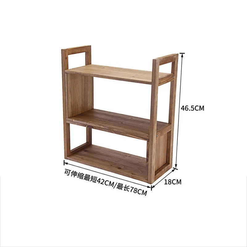 Estante de mesa extensible de madera maciza de varias capas, estante vintage, ventana salediza, soporte de flores para oficina 