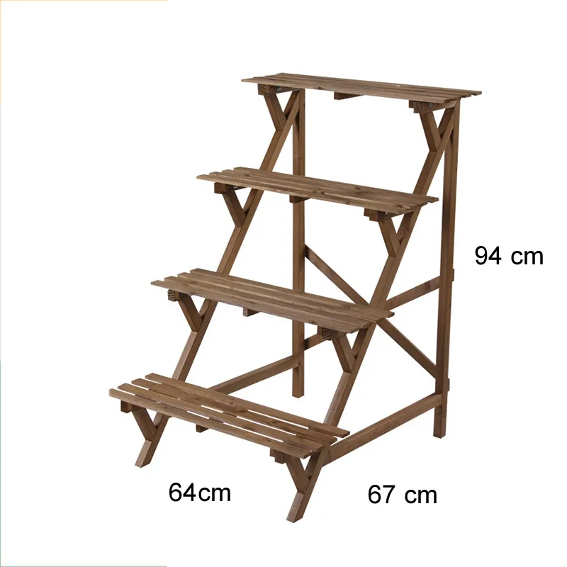 Estante de flores de madera estilo escalera de 4 capas, estante de flores para jard&iacute;n y sala de estar