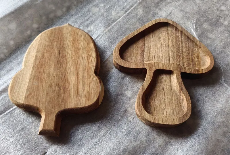 Elegantes platos para servir de madera de acacia con forma de setas y bellotas para refrigerios/nueces
