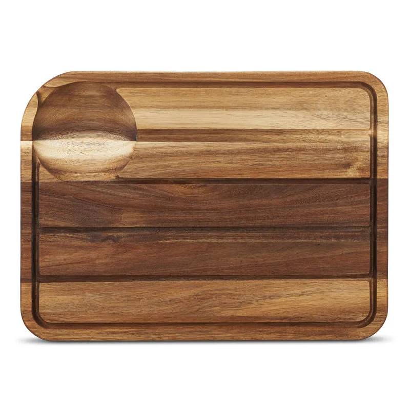 Tabla para cortar y servir extra grande de madera de acacia para cortar y servir carne, con ranura para jugo 