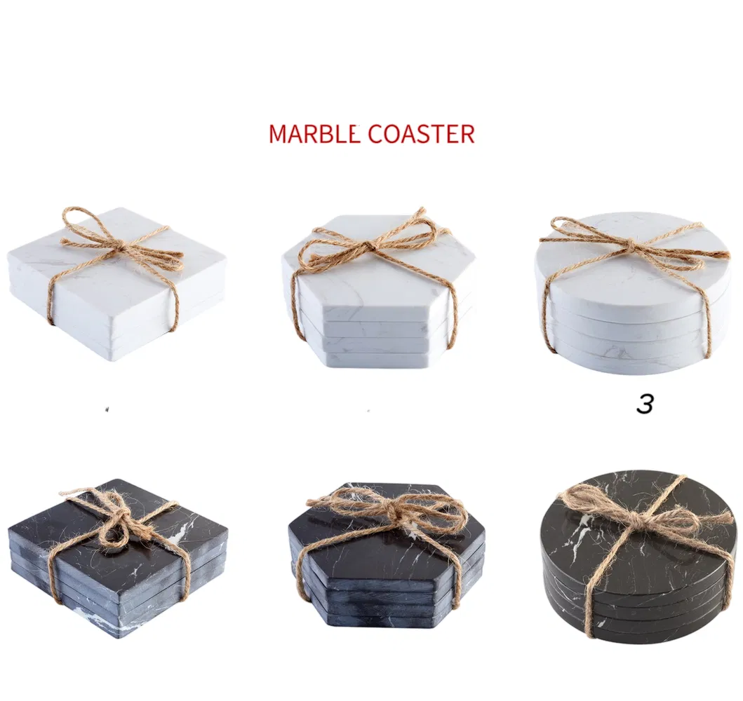 Juego de posavasos de mármol antideslizante y Heatprofft de Factory Direct para cafeterías y restaurantes Juego