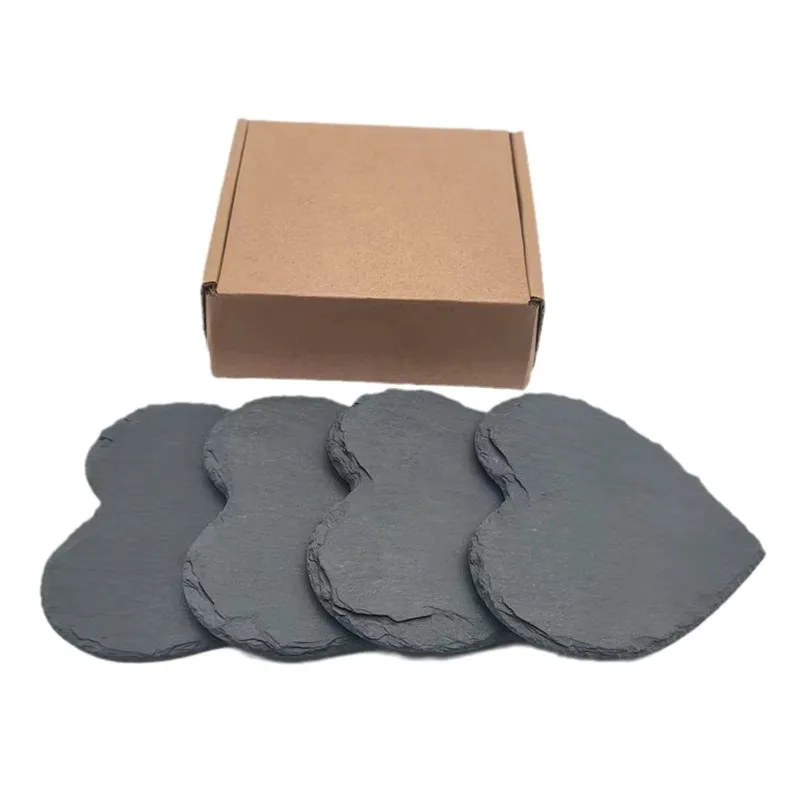 Juego de posavasos de pizarra con forma de corazón de estilo rústico para cocinas campestres