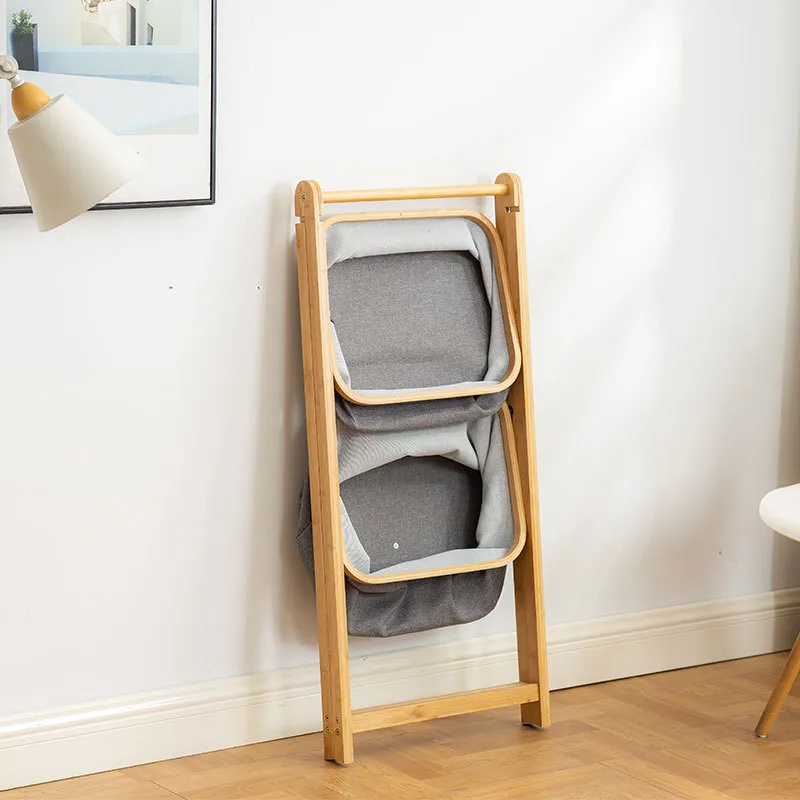 capacidad, para ba&ntilde;o. Cesta de almacenamiento de tela de bamb&uacute; de doble capa, de gran capacidad, para ba&ntilde;o.