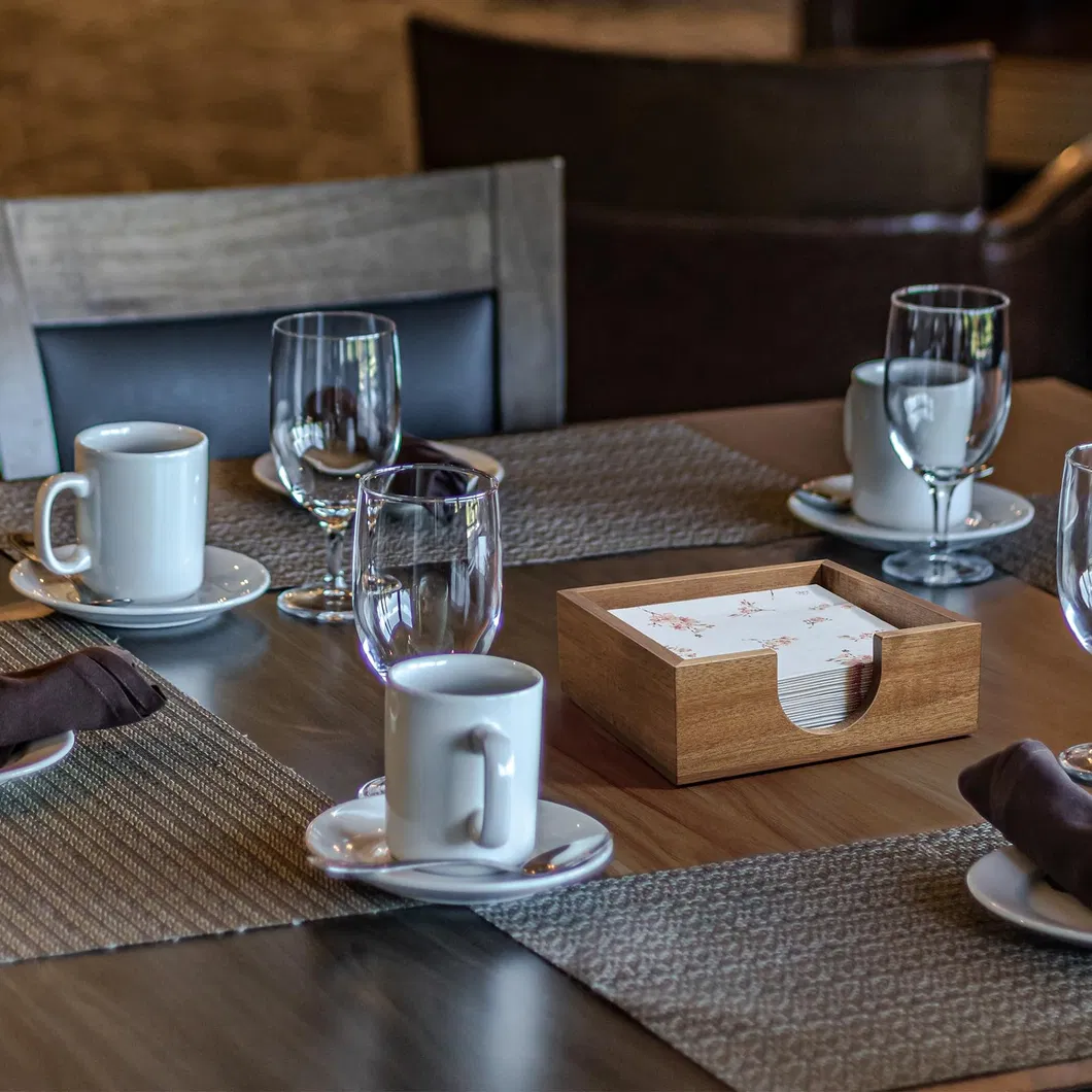Servilletero de madera de acacia para decoraci&oacute;n de mesa de cena de cocina 