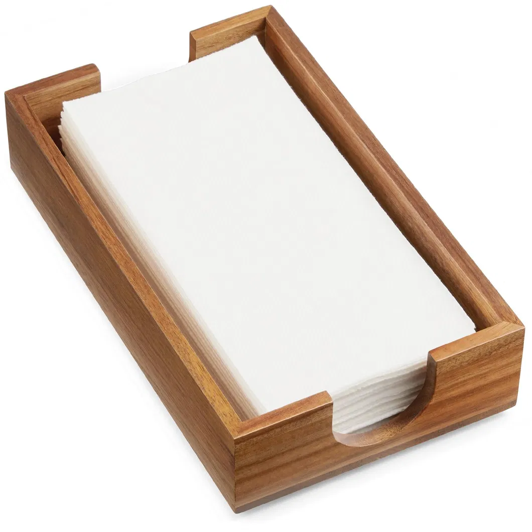 Servilletero rectangular de acacia para el hogar